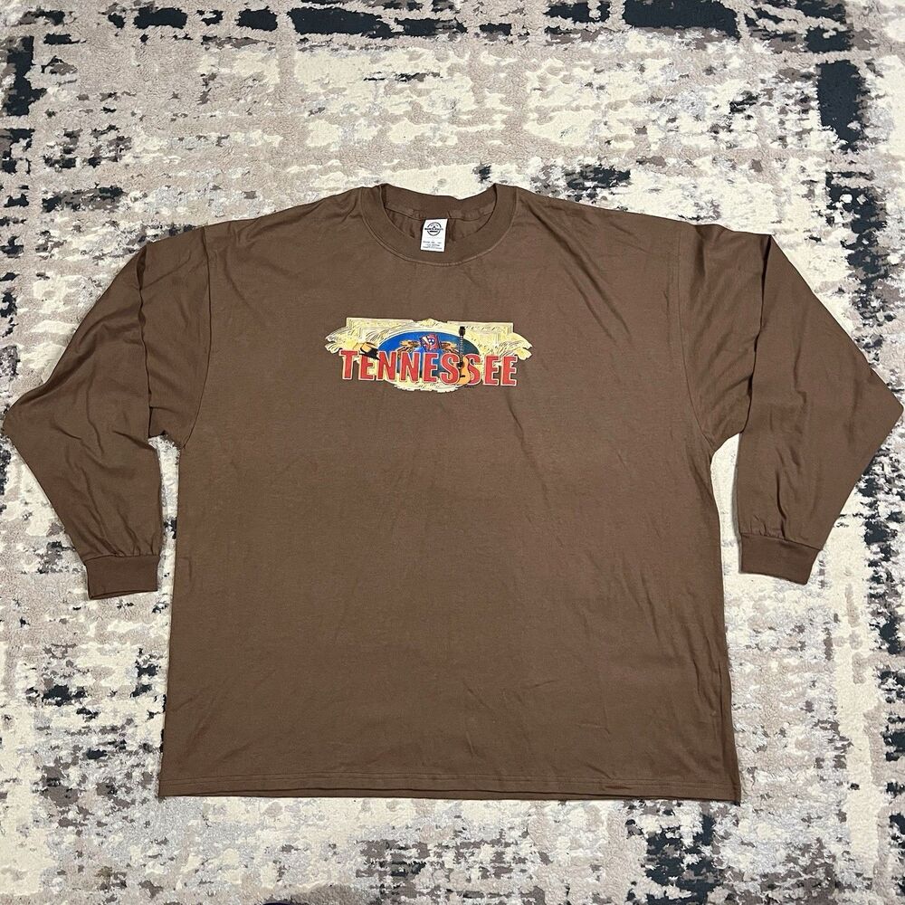 Vintage Tennessee Music City Crew Neck Long Sleeve Shirt Cotton Size 3XL Delta